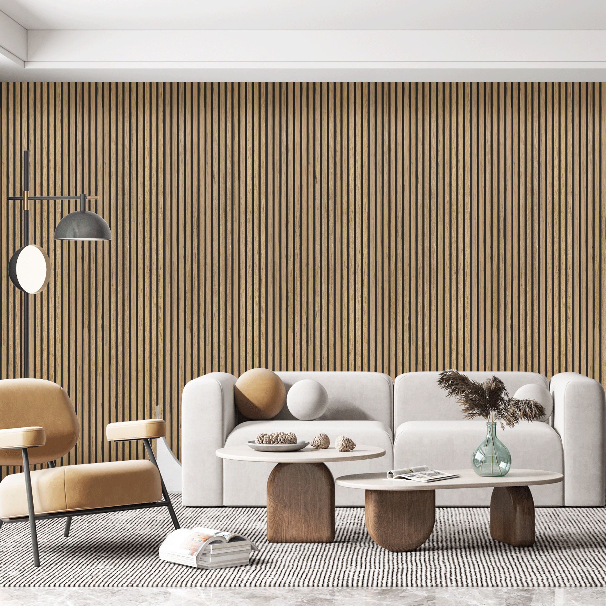 Akoestisch Wandpaneel Teak - 260x60cm