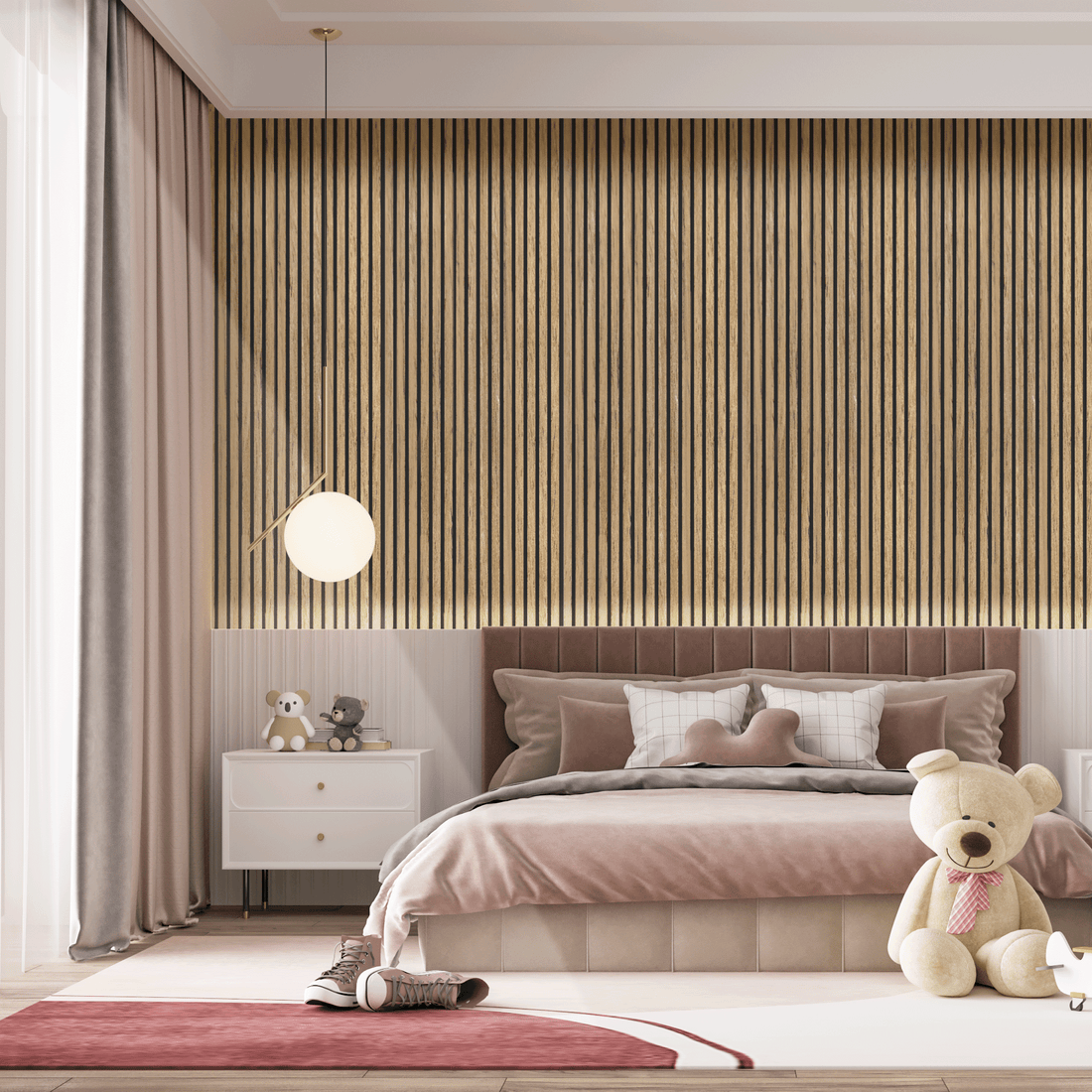 Akoestisch Wandpaneel Teak - 260x60cm