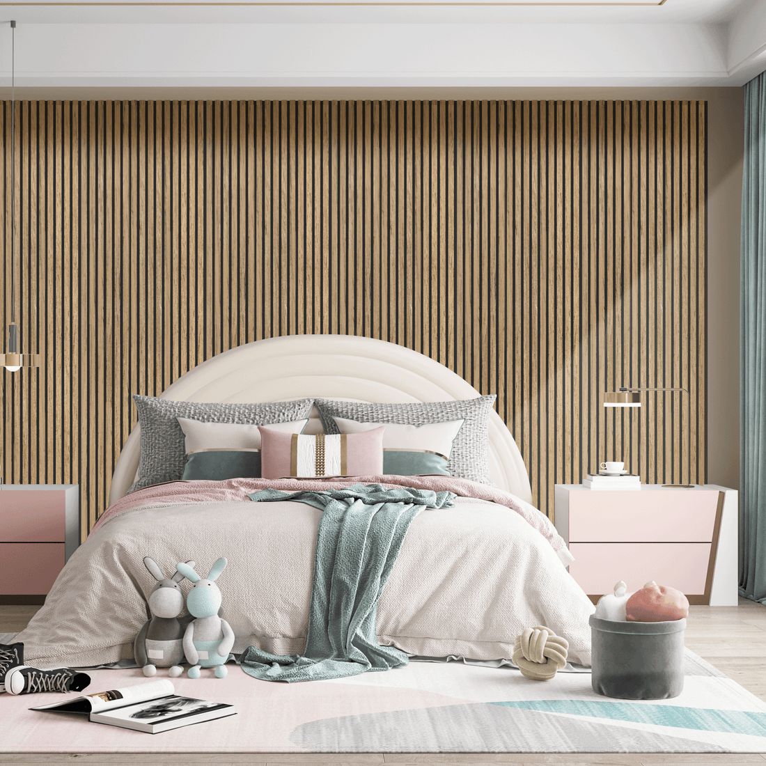 Akoestisch Wandpaneel Teak - 260x60cm