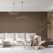 Walnoot lattenwand die galm en echo vermindert in woning, kantoor of horeca