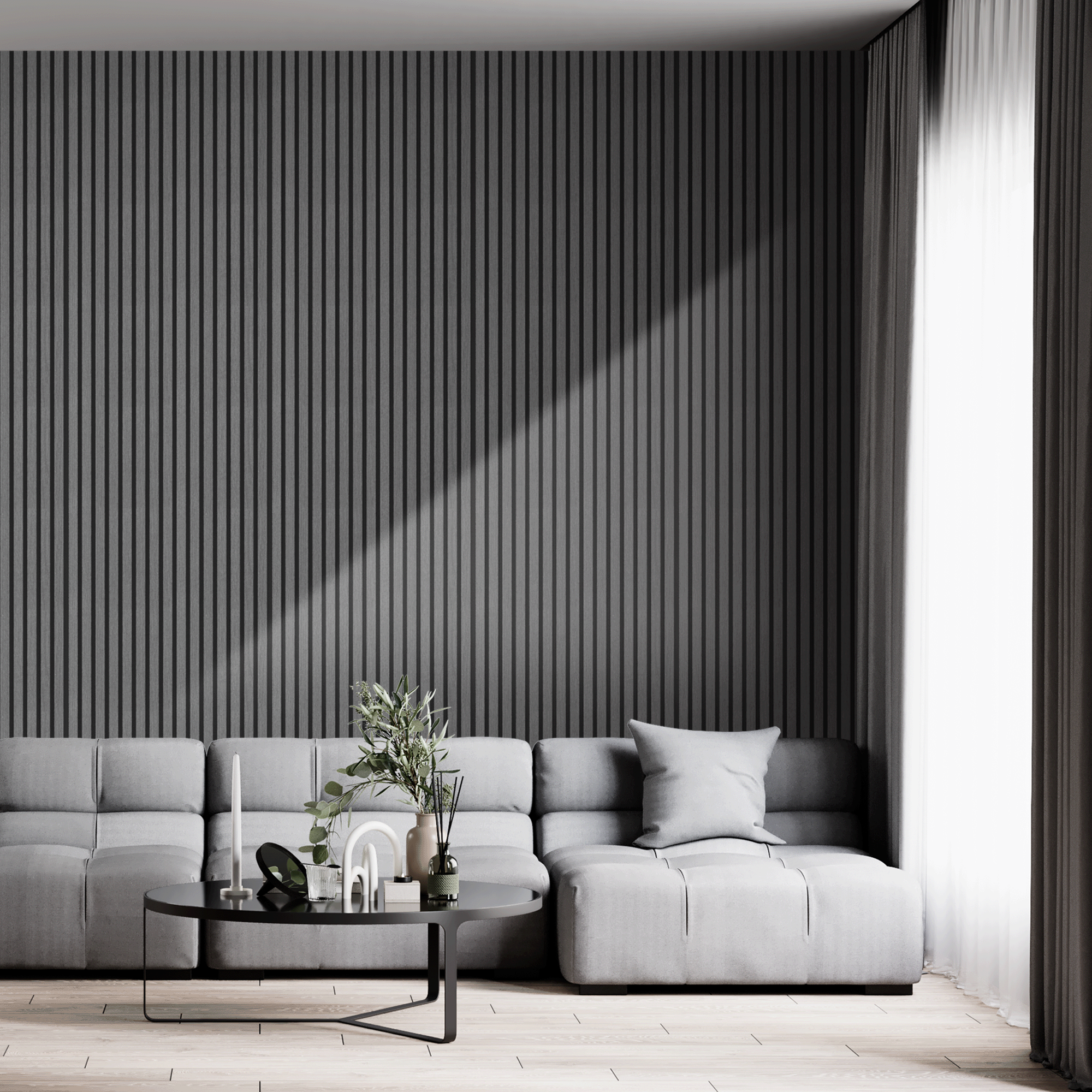 Akoestisch Wandpaneel Grijs Eiken - 260x60cm