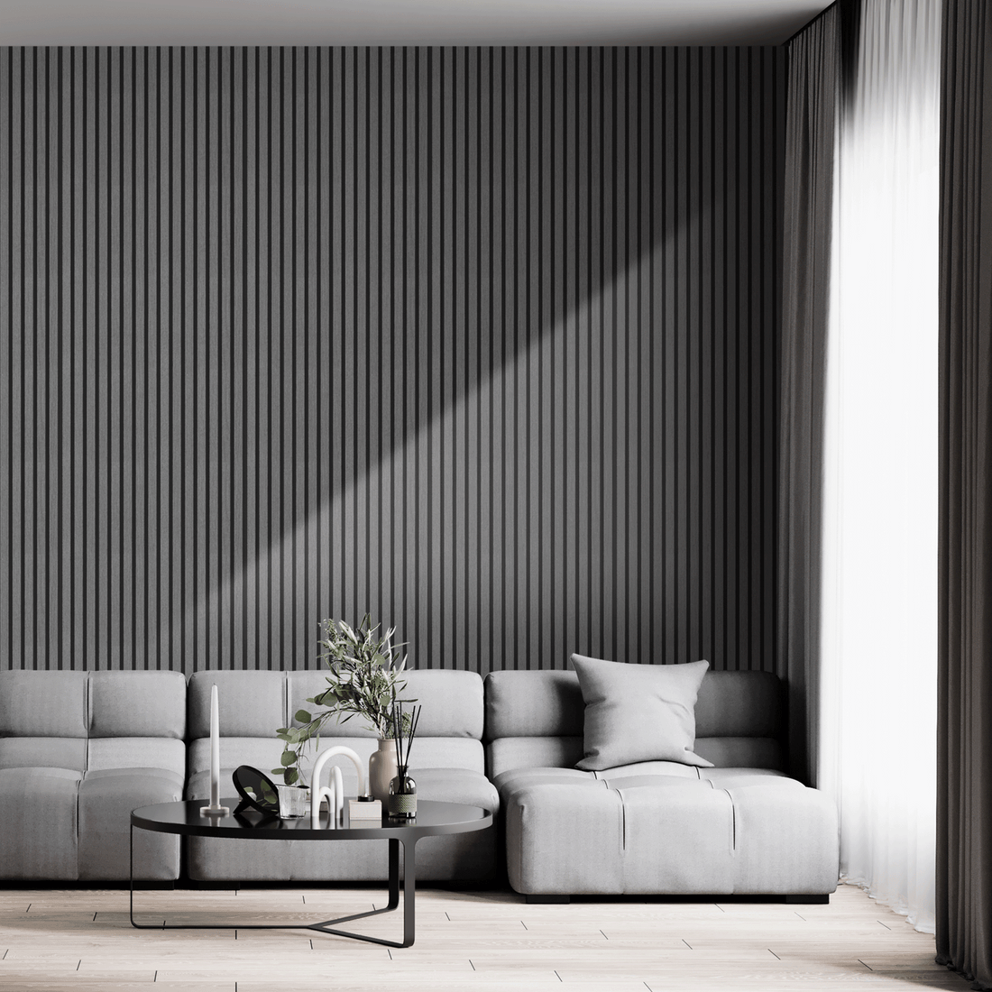 Akoestisch Wandpaneel Grijs Eiken - 260x60cm