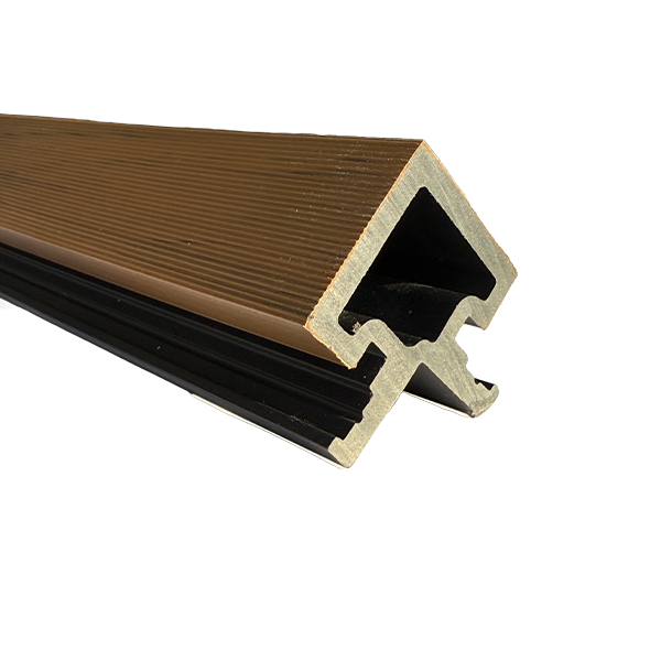 Eikenkleurig composiet buitenhoekprofiel van 290 cm voor gevelbekleding, 3,6 x 3,6 cm