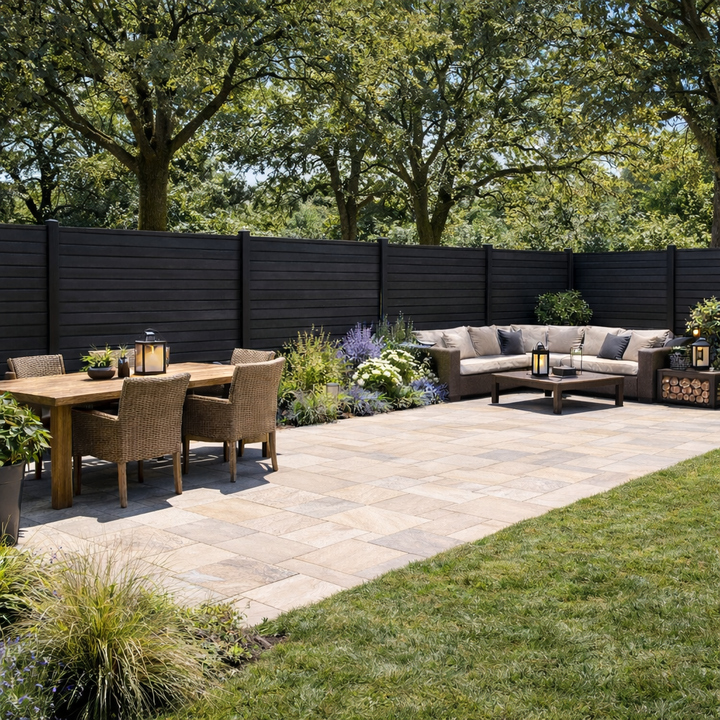 Composiet Schutting Rhombus Zwart Eiken - Exclusive