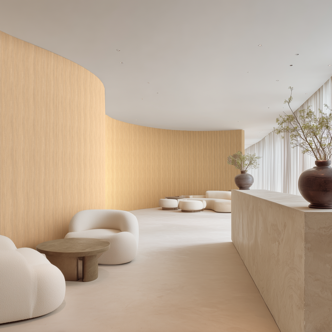 Flexibel Akoestisch Paneel Wit Eiken - 260x30cm