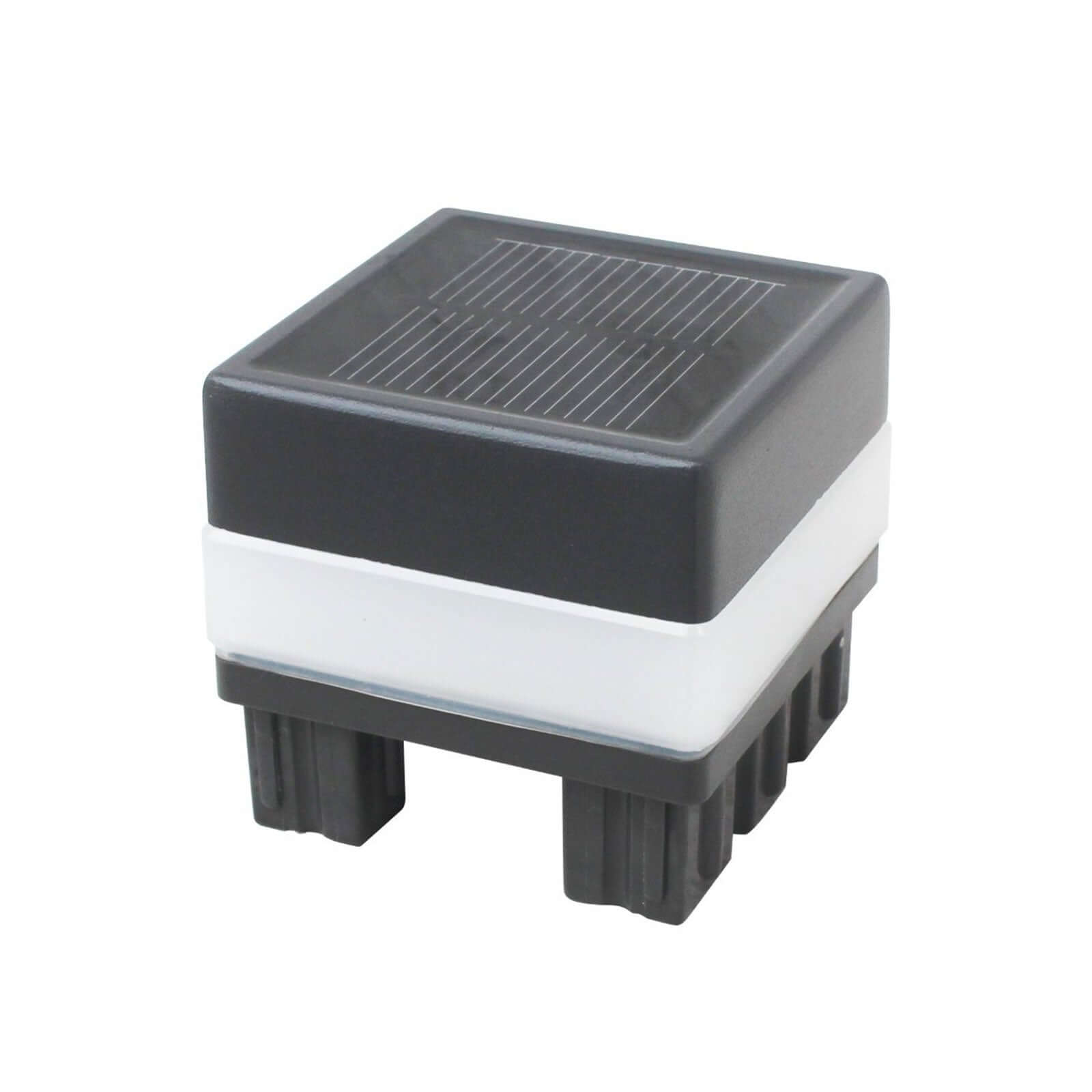Solar LED-paalkap van 68 x 68 mm met zonnepaneel aan de bovenkant