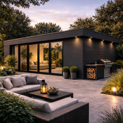 Antracietkleurig rabatdeel van Wood Plastic Composite met klik- en schuifsysteem