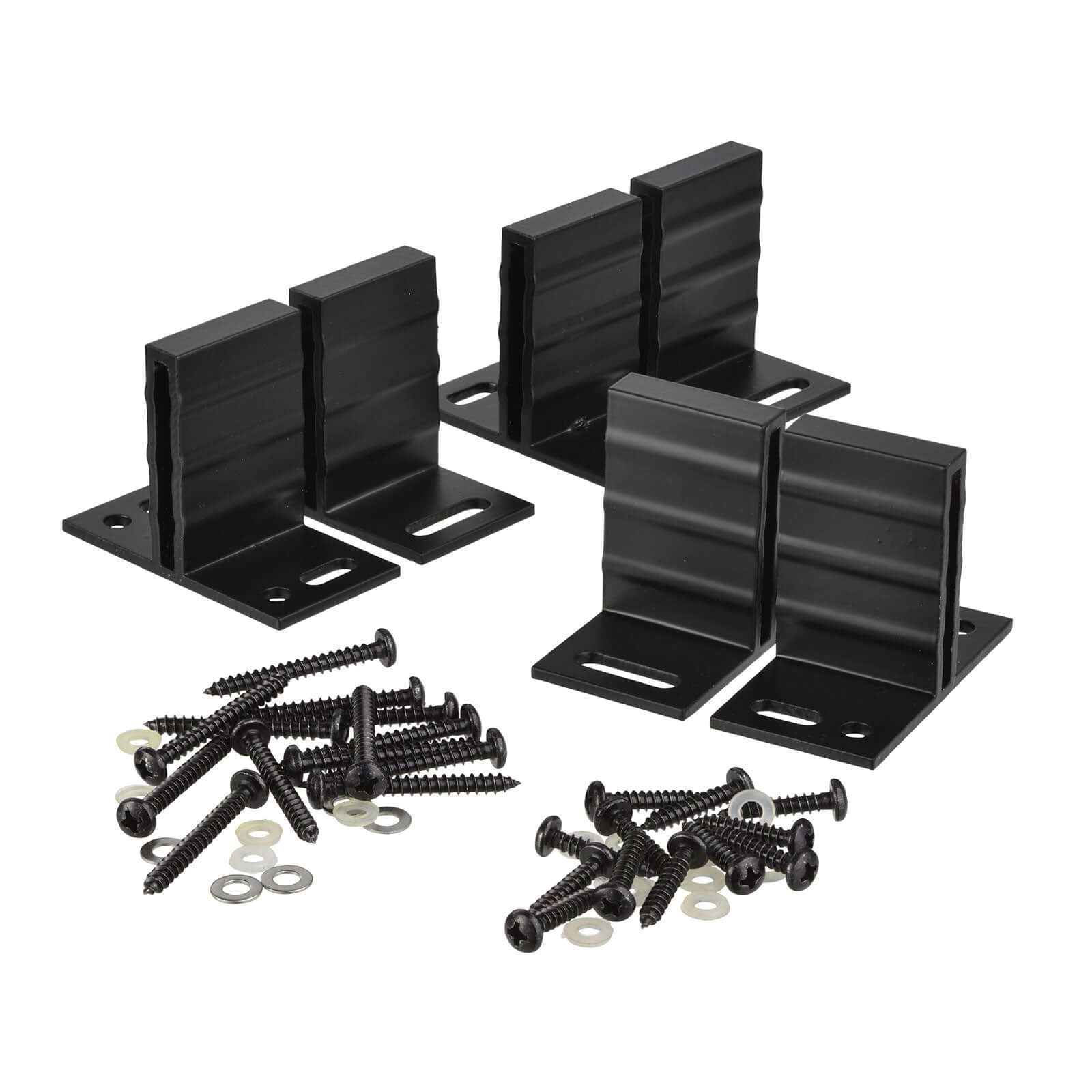 T-set ophangbeugels zwart – Complete bevestigingsset voor montage van wandpanelen of tuinschermen