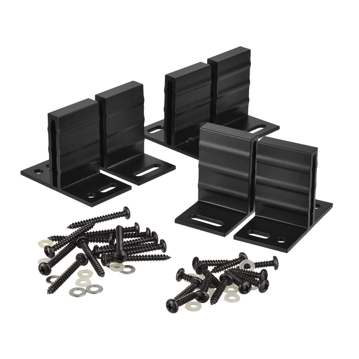 T-set ophangbeugels zwart – Complete bevestigingsset voor montage van wandpanelen of tuinschermen