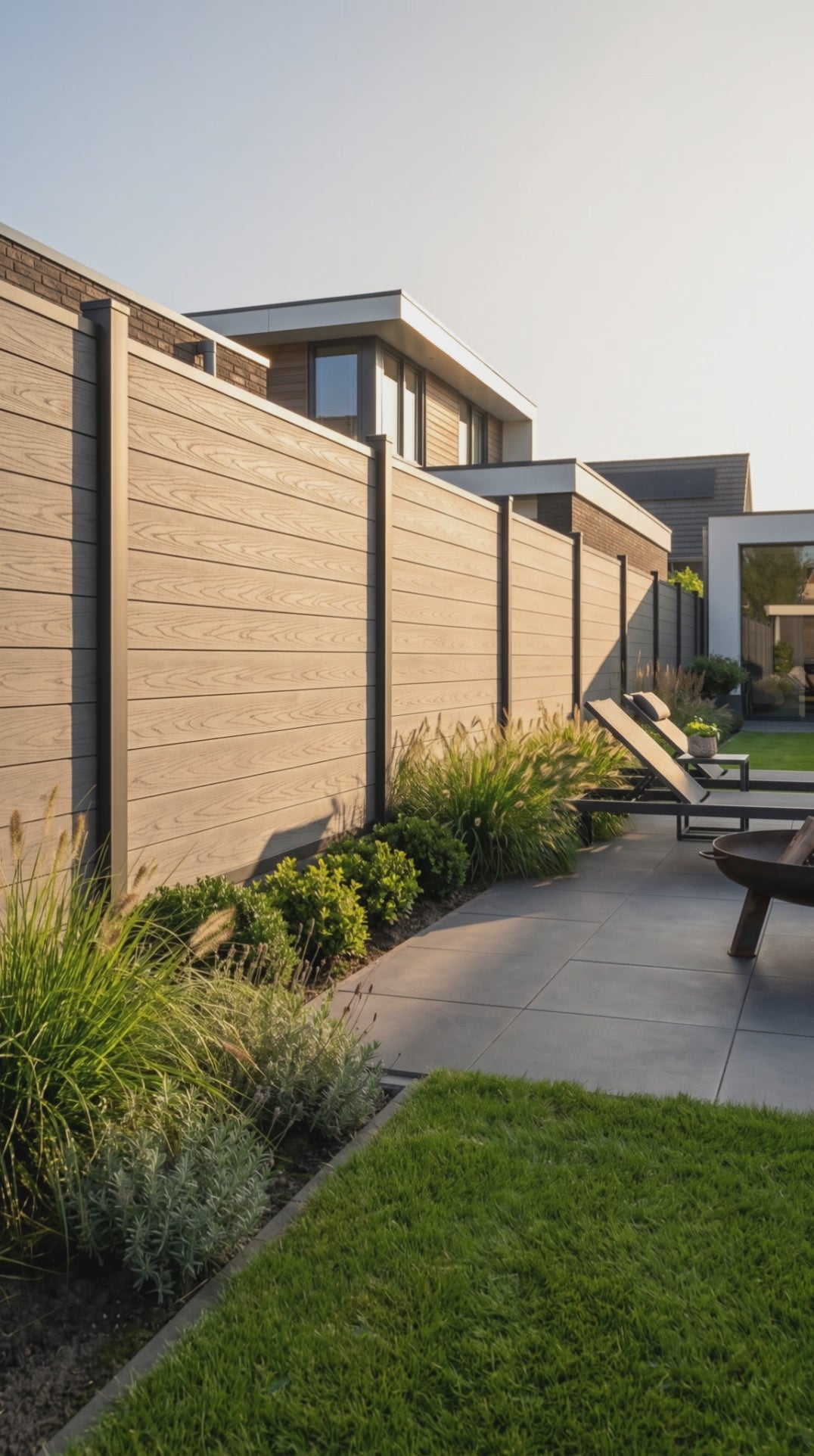 Composiet Schutting Houtnerf Grijs Eiken - Exclusive (Tuinpalen niet inbegrepen)