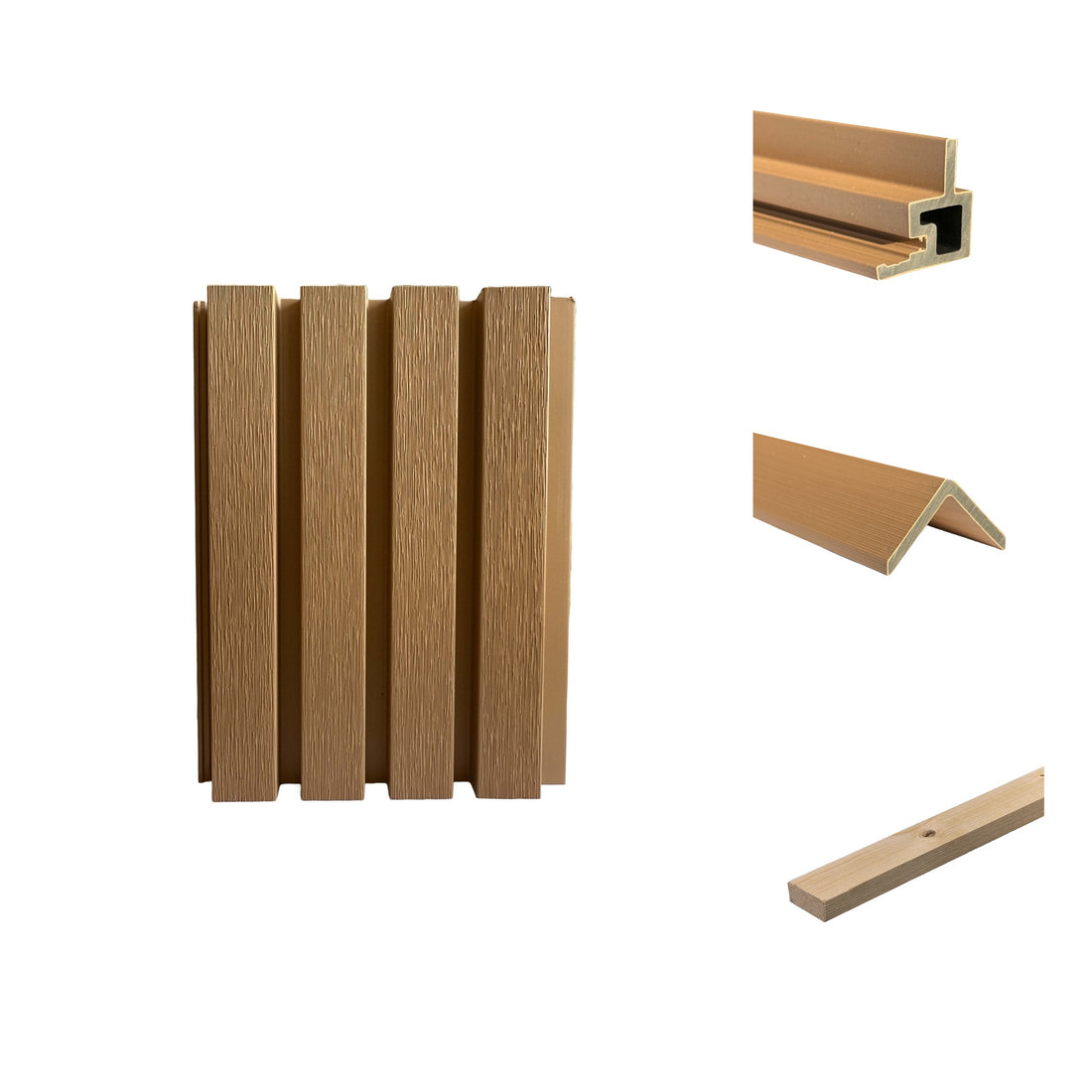 Composiet rabatdeel Rhombus Licht Eiken met start-eindprofiel, hoekprofiel en rachel – rabatdelenpakket 20 m²