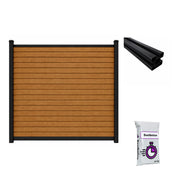 Composiet schutting Exclusive Rhombus Eiken met tuinpaal en snelbeton – all-in schuttingpakket circa 9,17 m