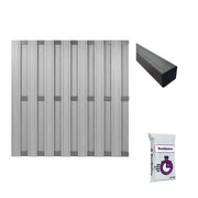 Composiet schutting Topline Grijs met tuinpaal en snelbeton – all-in schuttingpakket circa 5,68 m